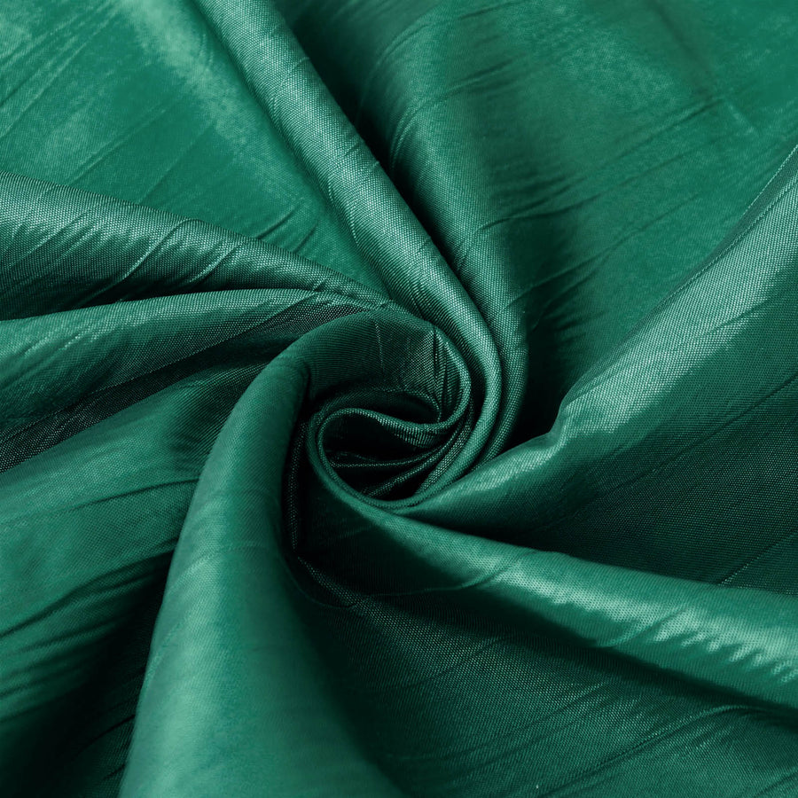 132inch Hunter Emerald Green Accordion Crinkle Taffeta Seamless Round Tablecloth#whtbkgd