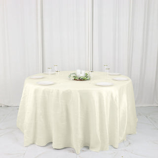 Complete Your Event Décor with an Ivory Accordion Crinkle Taffeta Tablecloth