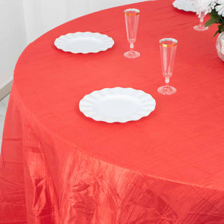 132" Red Accordion Crinkle Taffeta Tablecloth