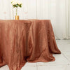 132inch Terracotta Accordion Crinkle Taffeta Seamless Round Tablecloth