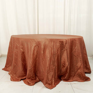 Terracotta (Rust) Accordion Crinkle Taffeta Seamless Round Tablecloth