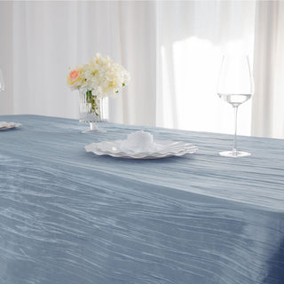 Enhance Your Event Decor with the Dusty Blue Accordion Crinkle Taffeta Tablecloth