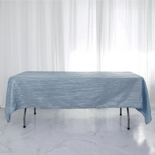 Add Elegance to Your Event with the Dusty Blue Accordion Crinkle Taffeta Tablecloth