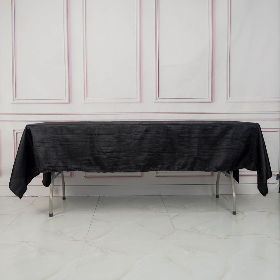 60x102Inch Black Accordion Crinkle Taffeta Rectangle Tablecloth