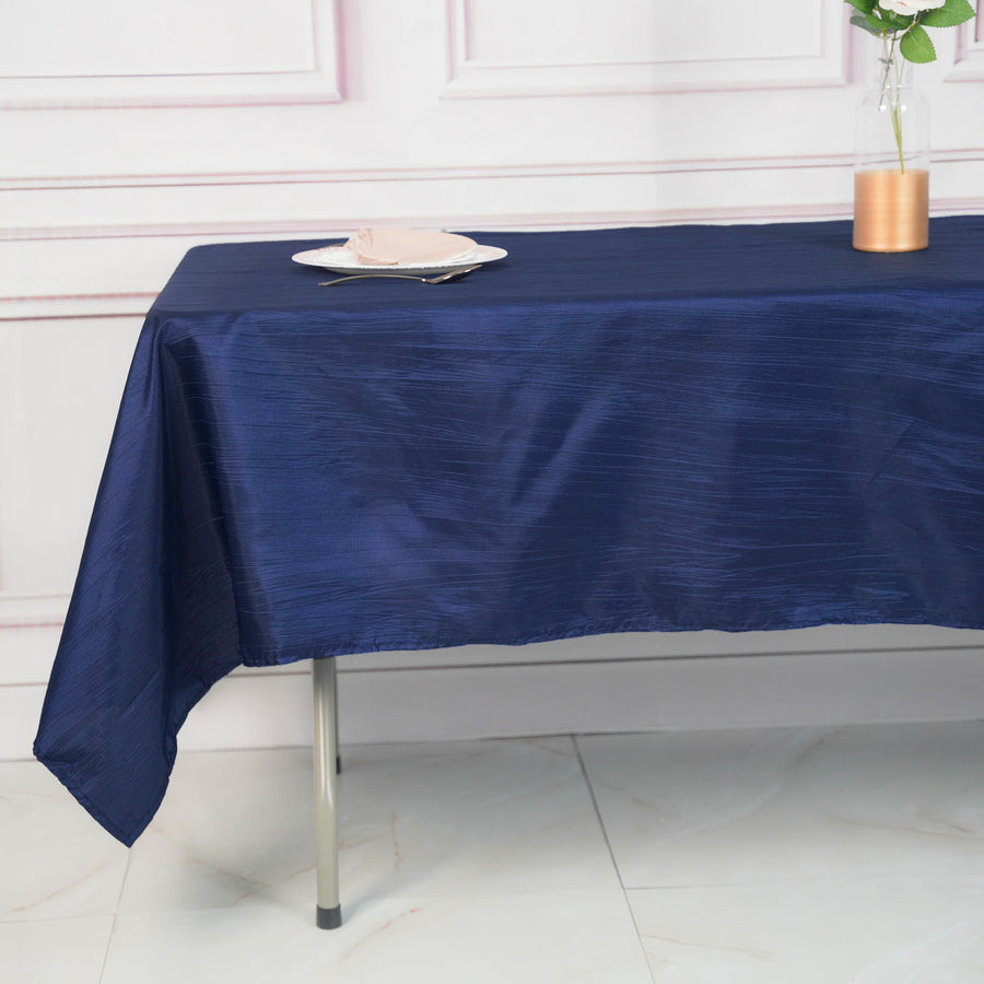 60x102Inch Navy Blue Accordion Crinkle Taffeta Rectangle Tablecloth