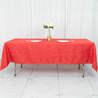 Add Vibrancy to Your Event with the Red Accordion Crinkle Taffeta Tablecloth