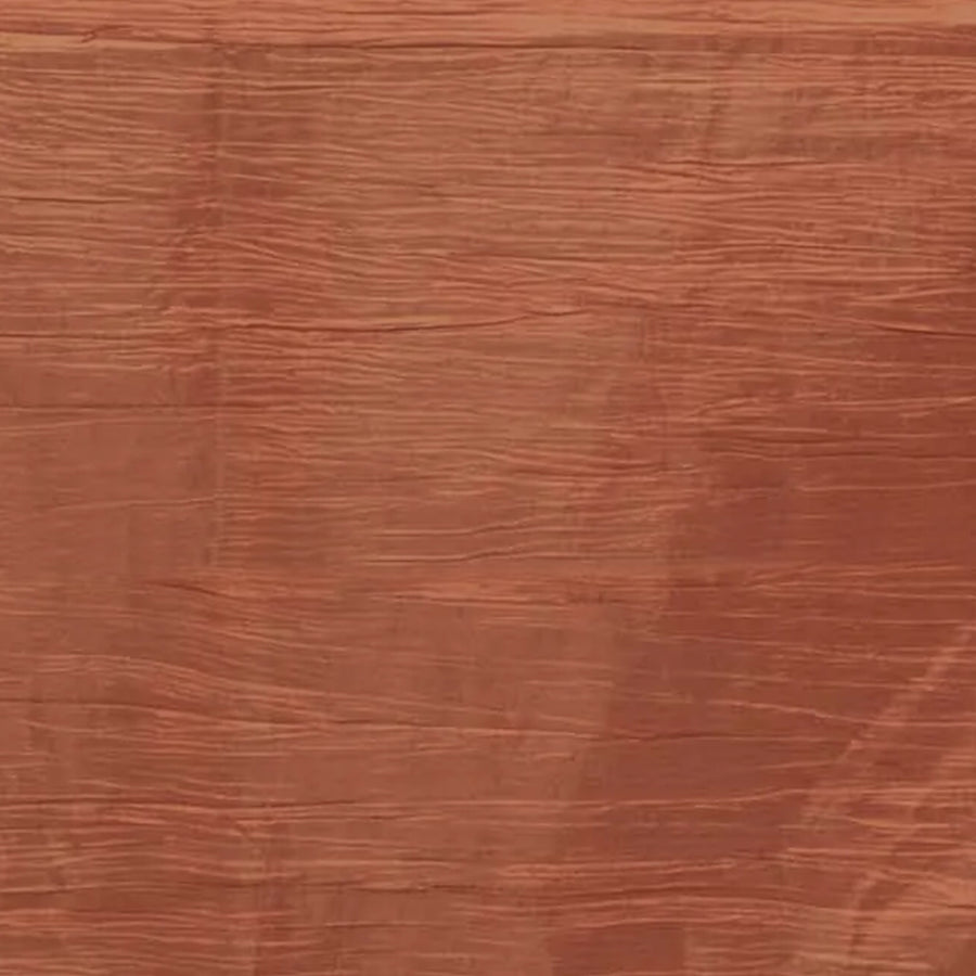 Terracotta (Rust) Accordion Crinkle Taffeta Seamless Rectangle Tablecloth - 60x102inch#whtbkgd