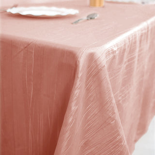 Create Unforgettable Memories with the Dusty Rose Accordion Crinkle Taffeta Tablecloth