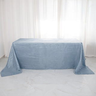 Elevate Your Event Decor with the Dusty Blue Accordion Crinkle Taffeta Tablecloth