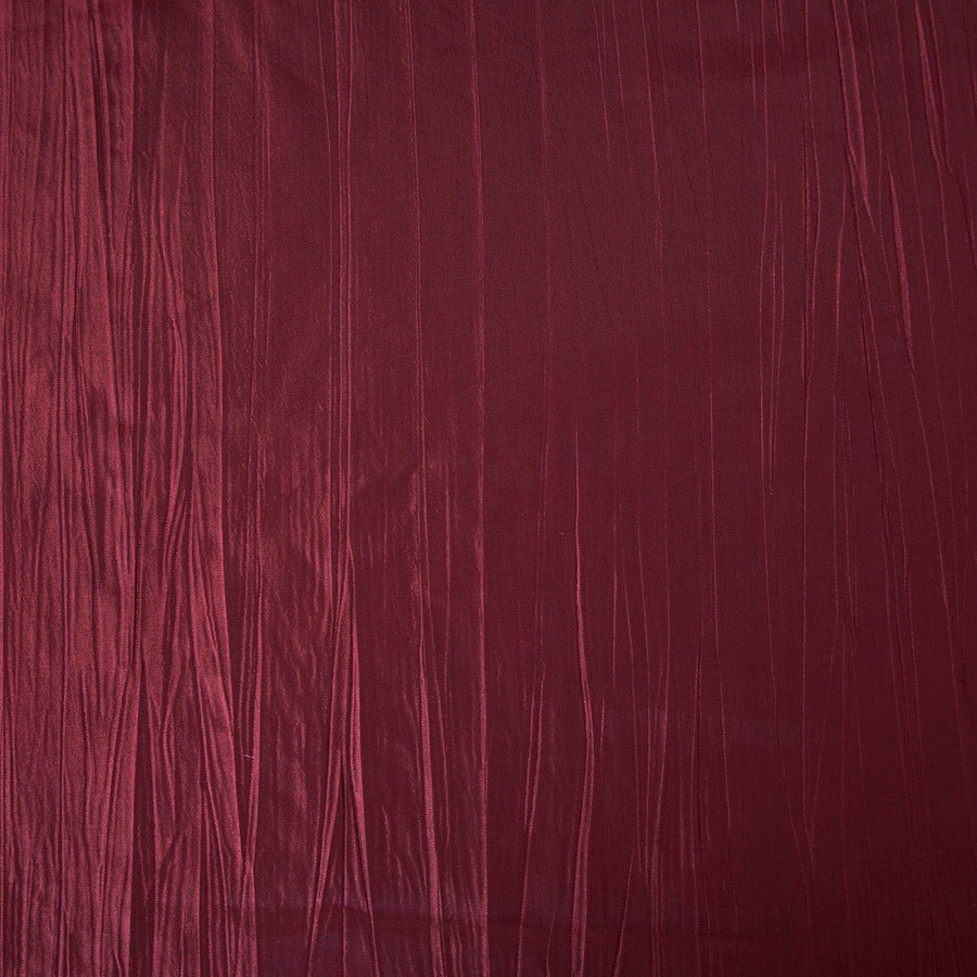 90x132Inch Burgundy Accordion Crinkle Taffeta Rectangular Tablecloth#whtbkgd