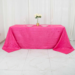 Elevate Your Event with the Stunning Fuchsia Accordion Crinkle Taffeta Tablecloth