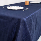 90x132Inch Navy Blue Accordion Crinkle Taffeta Rectangular Tablecloth