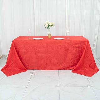 Red Accordion Crinkle Taffeta Seamless Rectangular Tablecloth