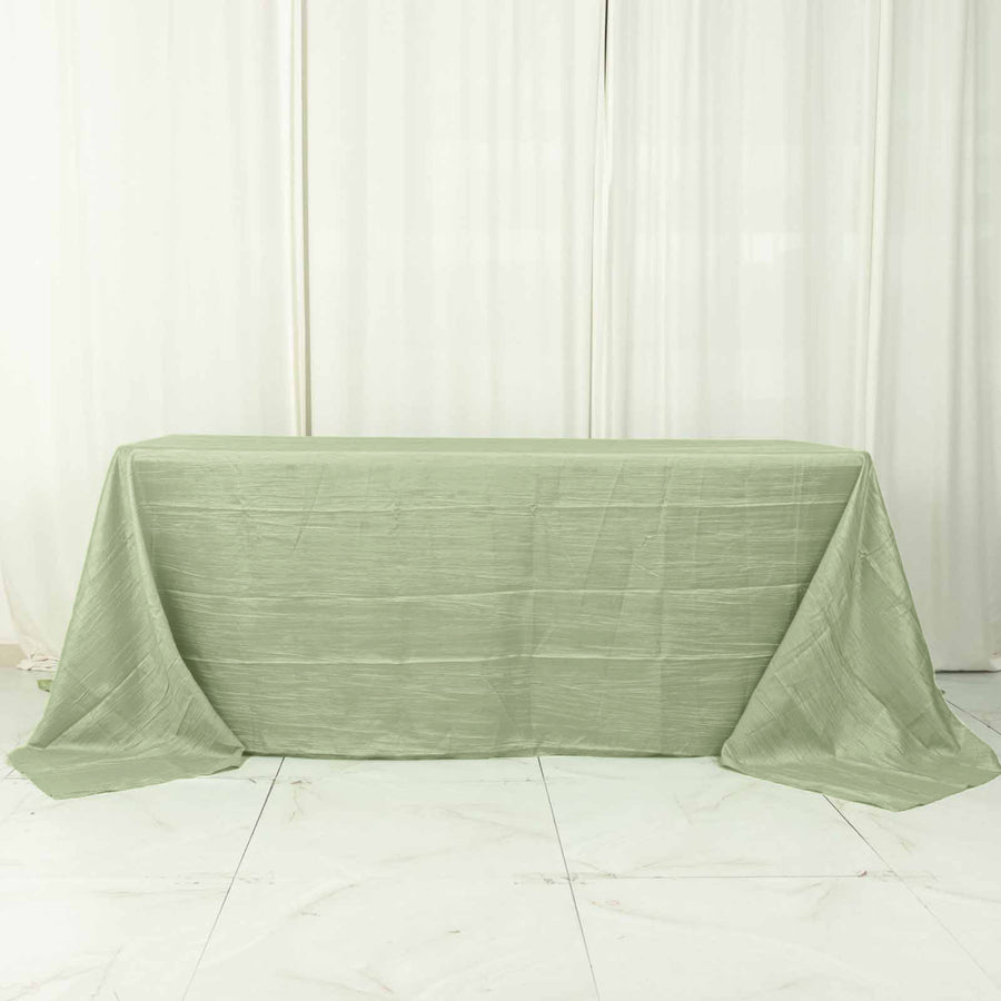 90x132inch Sage Green Accordion Crinkle Taffeta Rectangular Tablecloth