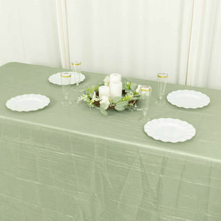 Durable and Elegant Sage Green Accordion Crinkle Taffeta Tablecloth