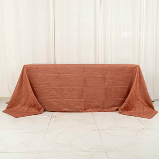 Elevate Your Event with the Terracotta (Rust) Accordion Crinkle Taffeta Tablecloth