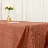 90x132inch Terracotta Accordion Crinkle Taffeta Rectangle Tablecloth