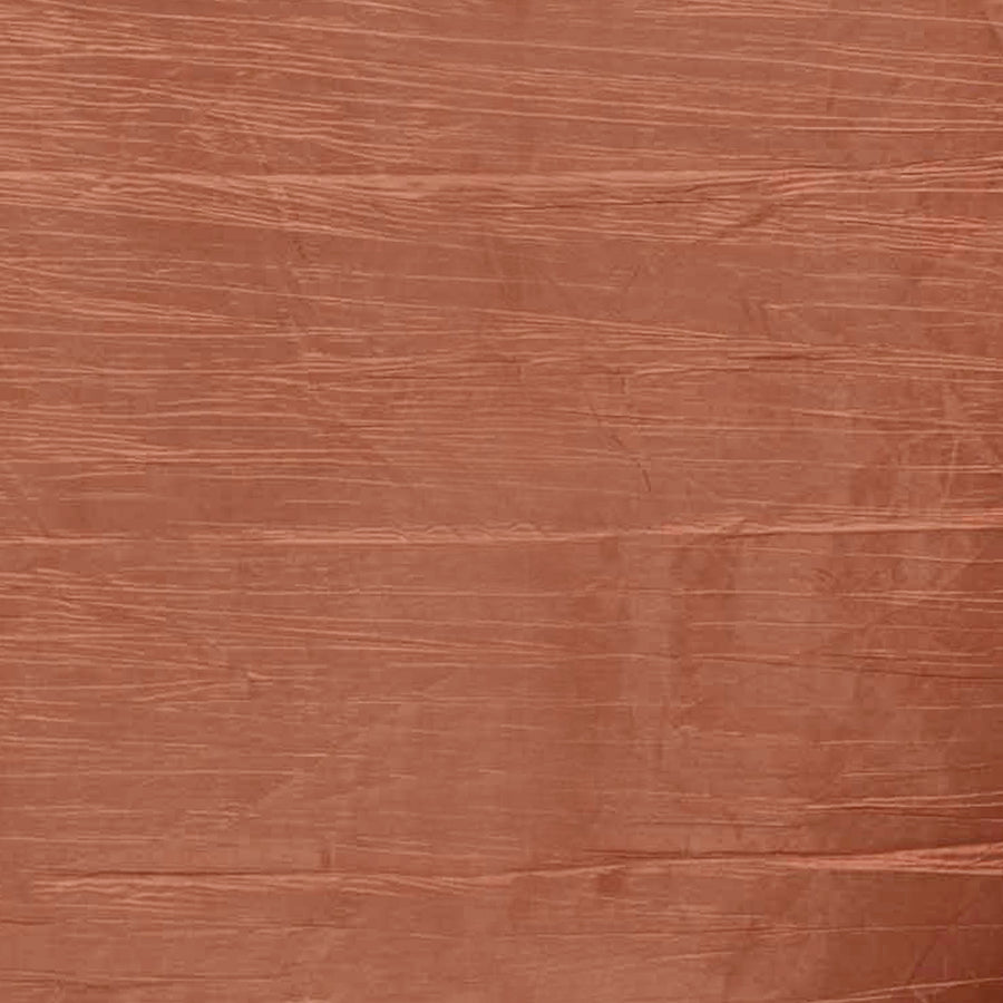 Terracotta (Rust) Accordion Crinkle Taffeta Seamless Rectangle Tablecloth - 90x132inch#whtbkgd