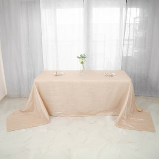 Beige Accordion Crinkle Taffeta Tablecloth - Add Elegance and Style to Your Event