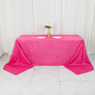 Add Vibrant Elegance to Your Event with the Fuchsia Accordion Crinkle Taffeta Tablecloth
