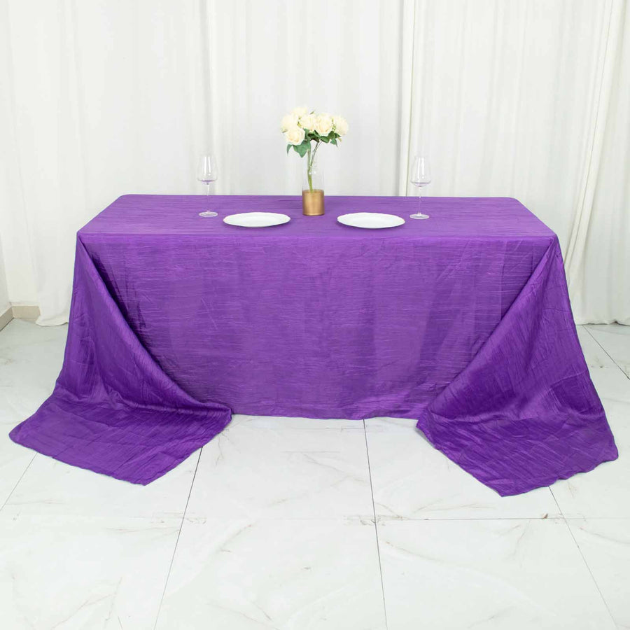90x156inch Purple Accordion Crinkle Taffeta Rectangular Tablecloth