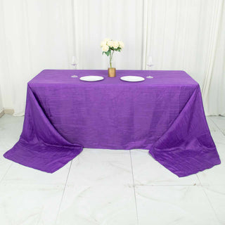 Add Elegance and Vibrancy to Your Event with the 90"x156" Purple Accordion Crinkle Taffeta Tablecloth