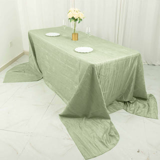 Create an Unforgettable Event with the Sage Green Accordion Crinkle Taffeta Tablecloth