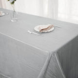 90x156inch Silver Accordion Crinkle Taffeta Rectangular Tablecloth