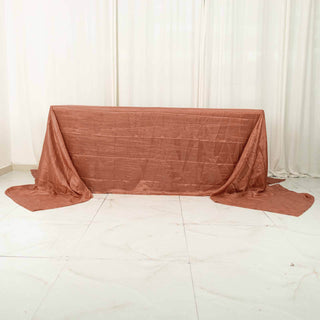 Terracotta (Rust) Accordion Crinkle Taffeta Seamless Rectangular Tablecloth