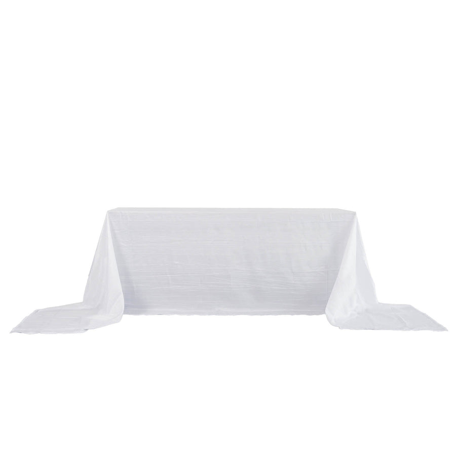 90x156Inch White Accordion Crinkle Taffeta Rectangular Tablecloth