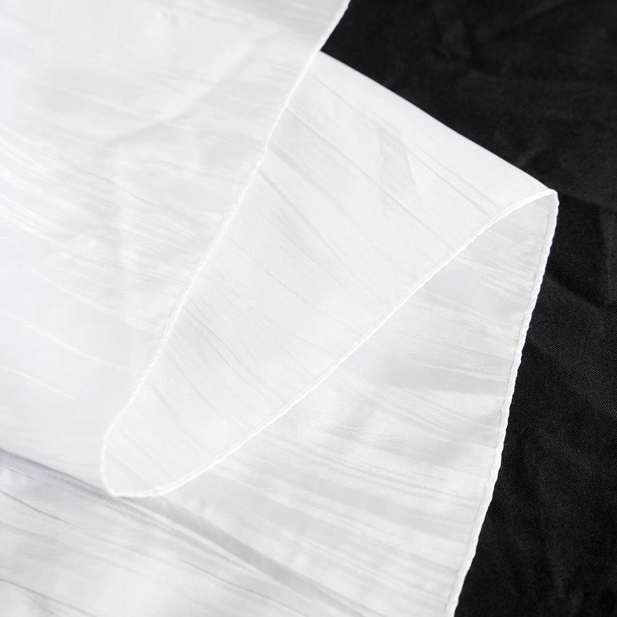 90x156Inch White Accordion Crinkle Taffeta Rectangular Tablecloth