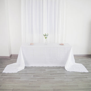 White Accordion Crinkle Taffeta Tablecloth for Elegant Event Decor