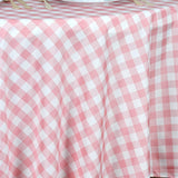 108 Round Rose Quartz/White Checkered Wholesale Gingham Polyester Linen Picnic Restaurant Dinner Tablecloth