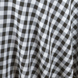 Buffalo Plaid Tablecloth | 108 Round | White/Black | Checkered Gingham Polyester Tablecloth