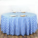 Buffalo Plaid Tablecloth | 108 Round | White/Blue | Checkered Gingham Polyester Tablecloth