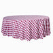 Buffalo Plaid Tablecloth | 108 Round | White/Burgundy | Checkered Gingham Polyester Tablecloth