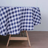 Buffalo Plaid Tablecloth | 108 Round | White/Navy Blue | Checkered Gingham Polyester Tablecloth