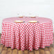 Buffalo Plaid Tablecloth | 108 Round | White/Red | Checkered Gingham Polyester Tablecloth