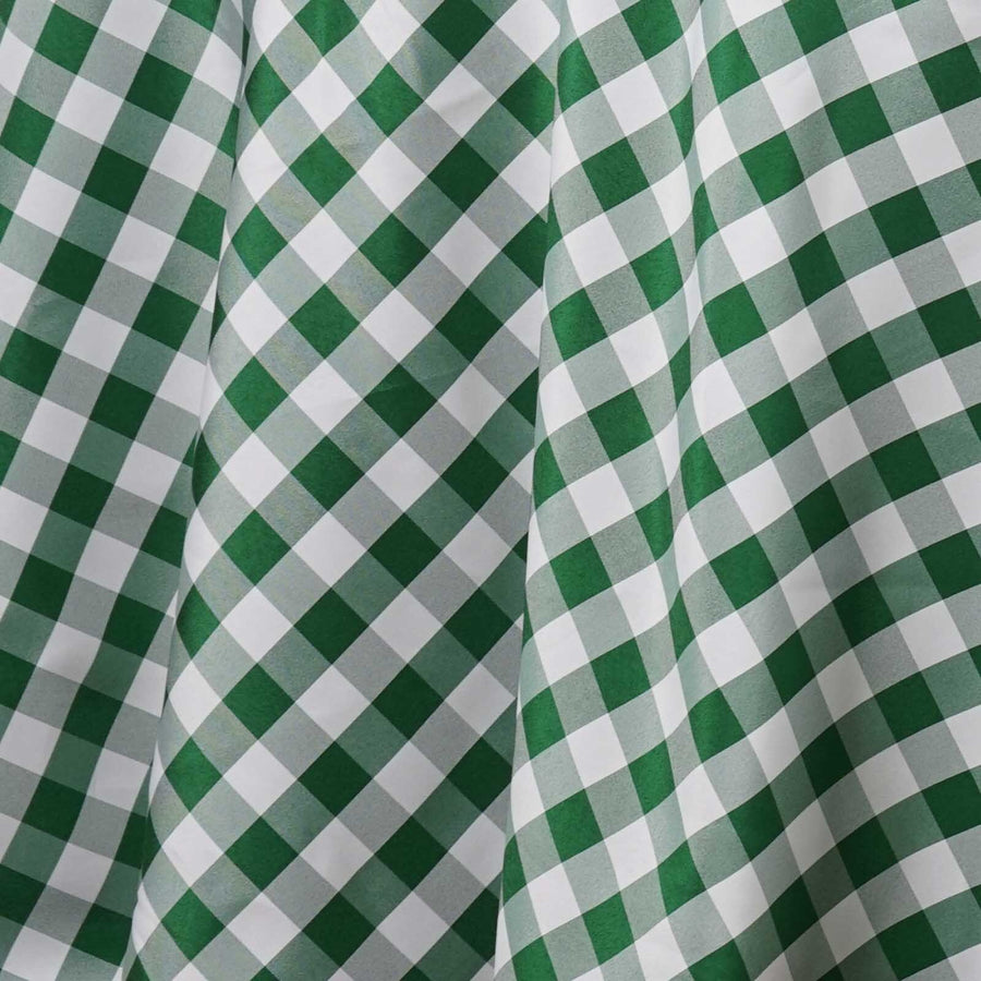 Buffalo Plaid Tablecloth | 120" Round | White/Green | Checkered Gingham Polyester Tablecloth