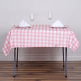 Buffalo Plaid Tablecloth | 54"x54" Square | White/Rose Quartz | Checkered Gingham Polyester Tablecloth