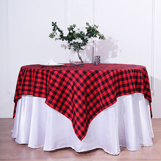 Black/Red Buffalo Plaid Table Overlay: A Classic and Chic Addition to Your Event Decor