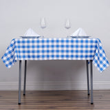 54Inch Square Buffalo Plaid Polyester Overlay | Checkered Gingham Overlay - White/Blue