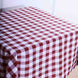 54Inch Square Buffalo Plaid Polyester Overlay | Checkered Gingham Overlay - White/Burgundy