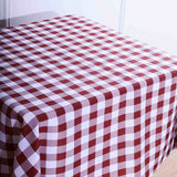 Buffalo Plaid Tablecloth | 54x54 Square | White/Burgundy | Checkered Gingham Polyester Tablecloth
