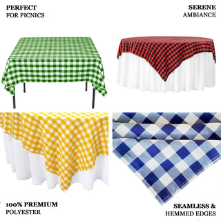 Add Elegance to Your Table with the White/Yellow Seamless Buffalo Plaid Square Tablecloth