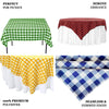 Buffalo Plaid Tablecloth | 54"x54" Square | White/Burgundy | Checkered Gingham Polyester Tablecloth