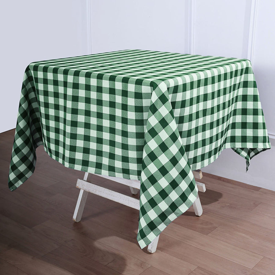 Buffalo Plaid Tablecloth | 54"x54" Square | White/Green | Checkered Gingham Polyester Tablecloth