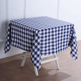 Buffalo Plaid Tablecloth | 54x54 Square | White/Navy Blue | Checkered Gingham Polyester Tablecloth