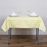 54Inch Square Buffalo Plaid Polyester Overlay | Checkered Gingham Overlay - White/Yellow