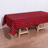 Buffalo Plaid Tablecloth | 60x102 Rectangular | Black/Red | Checkered Polyester Linen Tablecloth